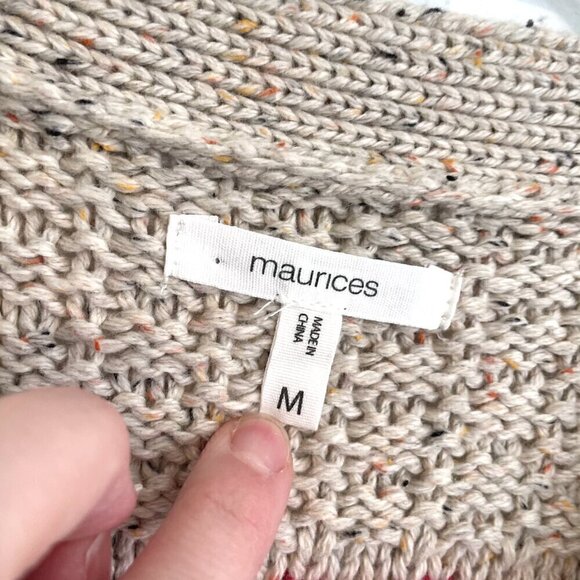 MAURICES Cream Beige Brown Pink Geometric Fair Isle Duster Long Cardigan Sweater - Picture 6 of 15